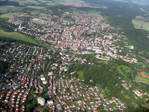 city germany bayern deutschland bavaria aerialview stadt luftbild badkissingen segelflug aerialpicture aerophoto kreisstadt