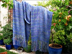 Woven Silk Shawl  with apricots