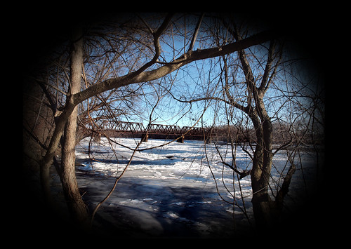 railroad bridge winter ice river ct hartford