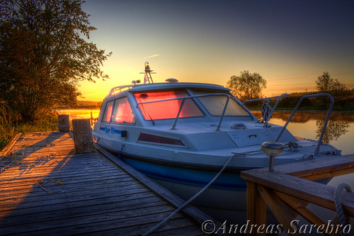 water sunrise boat sweden hdr arboga