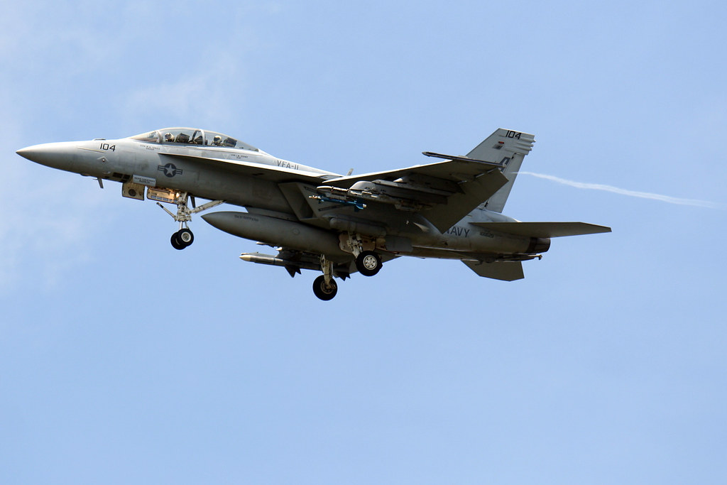 An F-18 Super Hornet from VFA-11 "Red Rippers" returns to NAS Oceana