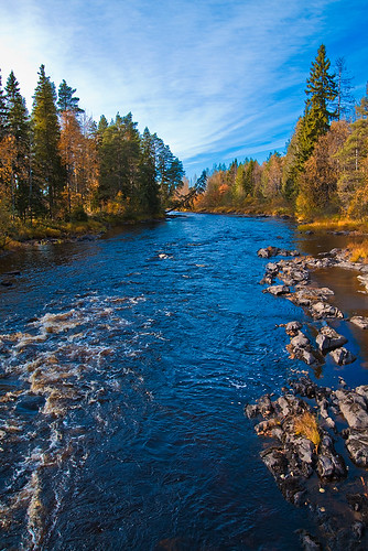 autumn sky tree nature water skyline finland river rocks rapid 2009 koitelinkoski kiiminki koiteli