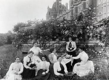 Tea on the South Terrace at Royal Holloway, c1900. Credit: RHUL archives on Flickr