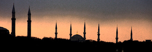 sunset architecture contrast turkey minaret türkiye istanbul mosque türkei bluemosque worldheritage turchia saintesophie diamondclassphotographer flickrdiamond panoshots equidistance