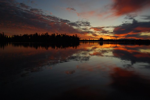 sunset ontario canada reflection water clouds peterborough littlelake