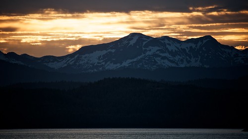 sunset snow mountains ice alaska clouds shadows sundown dusk inlet orca cordova