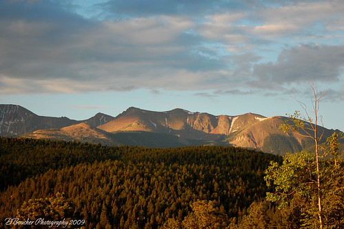 trees mountains clouds sunrise pinetrees pikespeak americanw09