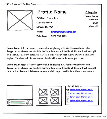 I4F wireframe: directory profile (v1)