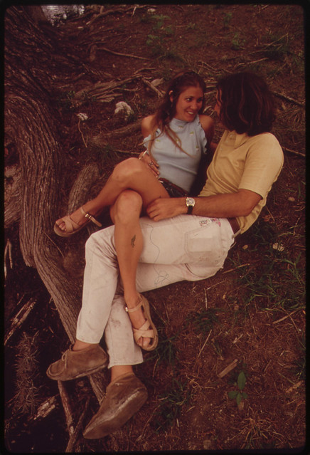 Teenagers Enjoy Each Other's Company on the Bank of the Frio Canyon River near Leakey, Texas, and San Antonio 05/1973