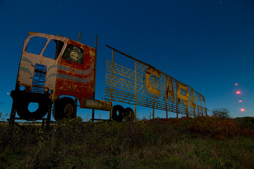 abandoned sign night corner texas place carl willies carls