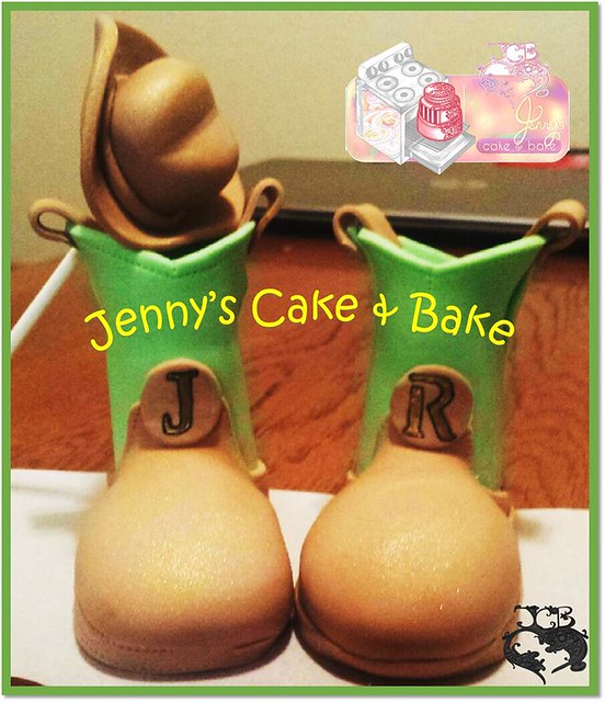 Baby Cowboy Boots with a Baby Tiny Hat Cake by Jenny's Cake and Bake