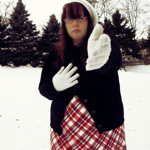 selfportrait snow girl hat sweater backyard hand dress gloves day45 365days