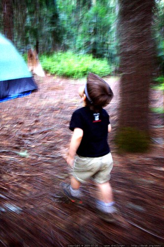 after dark, running to the tent with his headlamp on    MG 9720
