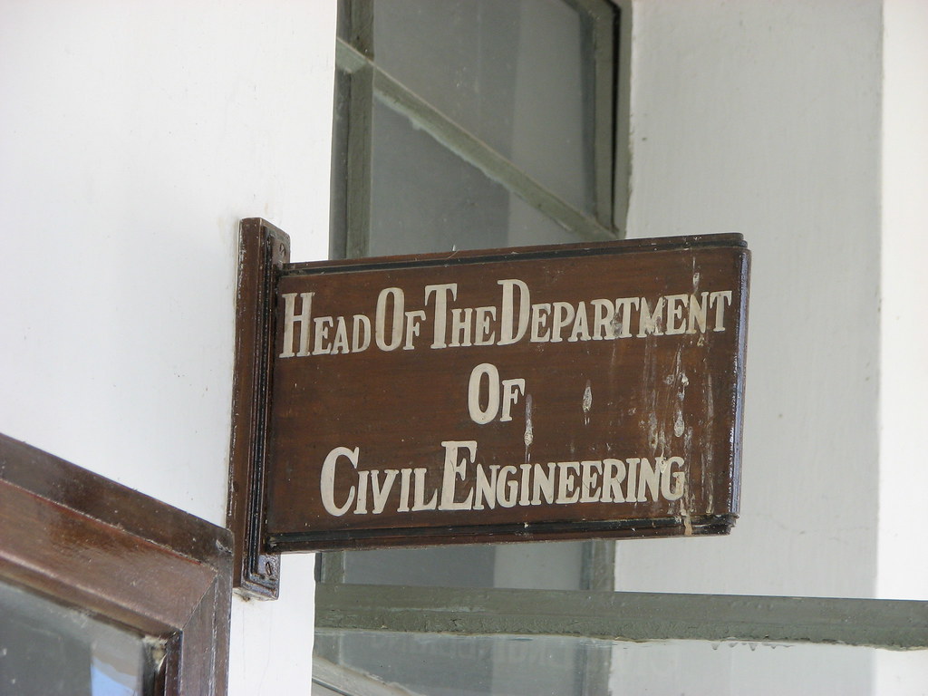 Sign with "Head of the Department of Civil Engineering" written on it