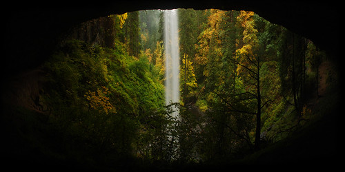 autumn fall oregon creek silver waterfall pano north falls overhang undercut chris10eyck