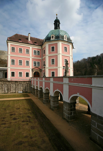 bridge pink sky west building castle architecture chateau bohemia nad kraj bečov karlovarský teplou