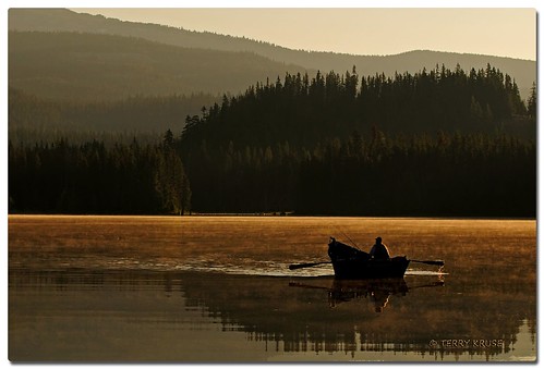 morning mist lake fish fog oregon sunrise dawn trillium boat fisherman mthood rowboat