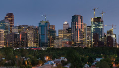 Calgary Downtown At Night Under Construction (Panorama)
