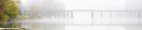railroad bridge autumn reflection fall fog train texas humble natureslight harriscounty sanjacintoriver pontist