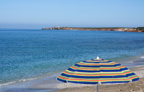 blue sea beach umbrella geotagged mare colours blu spiaggia funtanameiga penisoladelsinis geo:lat=39895074 geo:lon=8422356