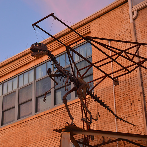westasheville asheville nc northcarolina dinosaur skeleton welding sculpture sunset