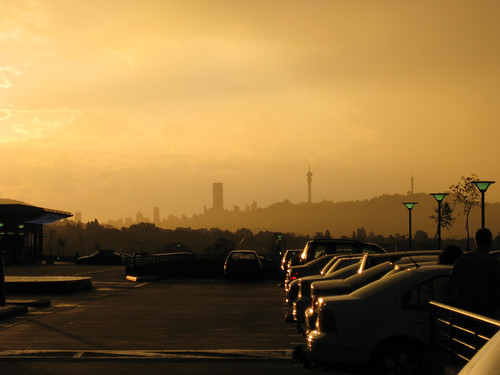africa city sunset skyline southafrica johannesburg