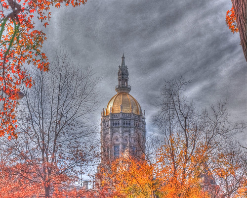 building fall gold downtown autum ct capitol dome hartford hdr