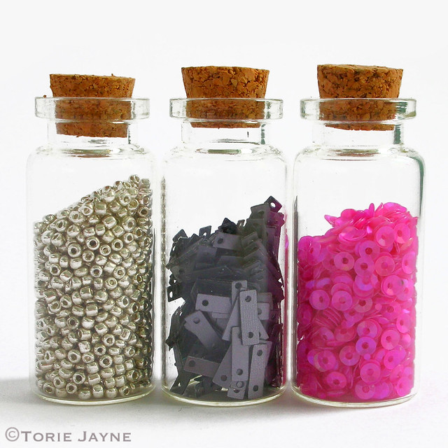 Bottles of beads & sequins
