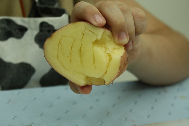 pumpkin shaped potato stamp