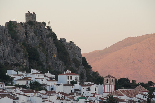 mountains castle evening spain village andalucia keep rooves gaucín