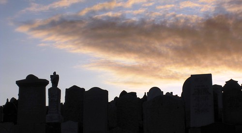 sunset sky cloud cemetery grave graveyard silhouette gravestones shetland lerwick shetlands
