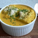  Roasted carrot and herb-dumpling soup 