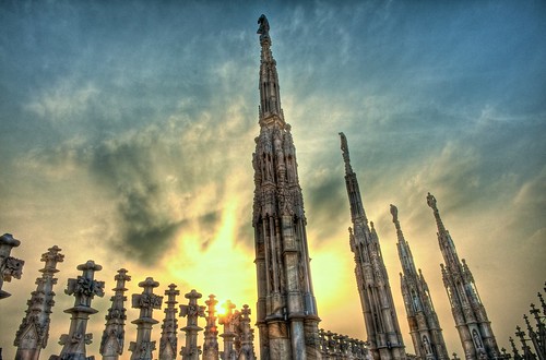 sunset sky italy milan church aperture nikon cathedral spires milano duomo hdr d700