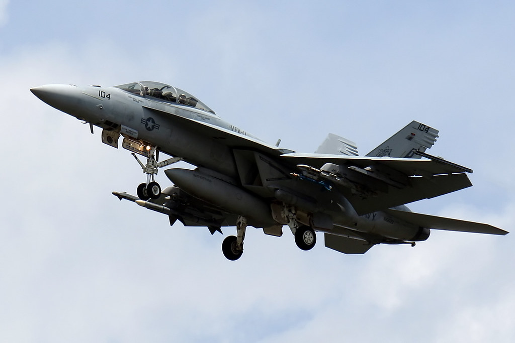 An F-18 Super Hornet from VFA-11 "Red Rippers" returns to NAS Oceana