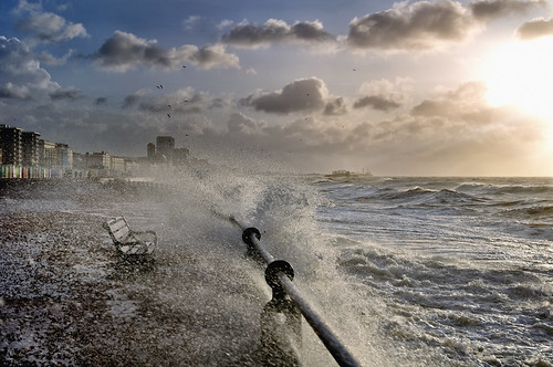 uk england sun storm beach clouds sussex pier photo brighton waves wind hove photograph esplanade promenade splash seafront beachhuts hightide drenched laurencecartwright lawrencecartwright