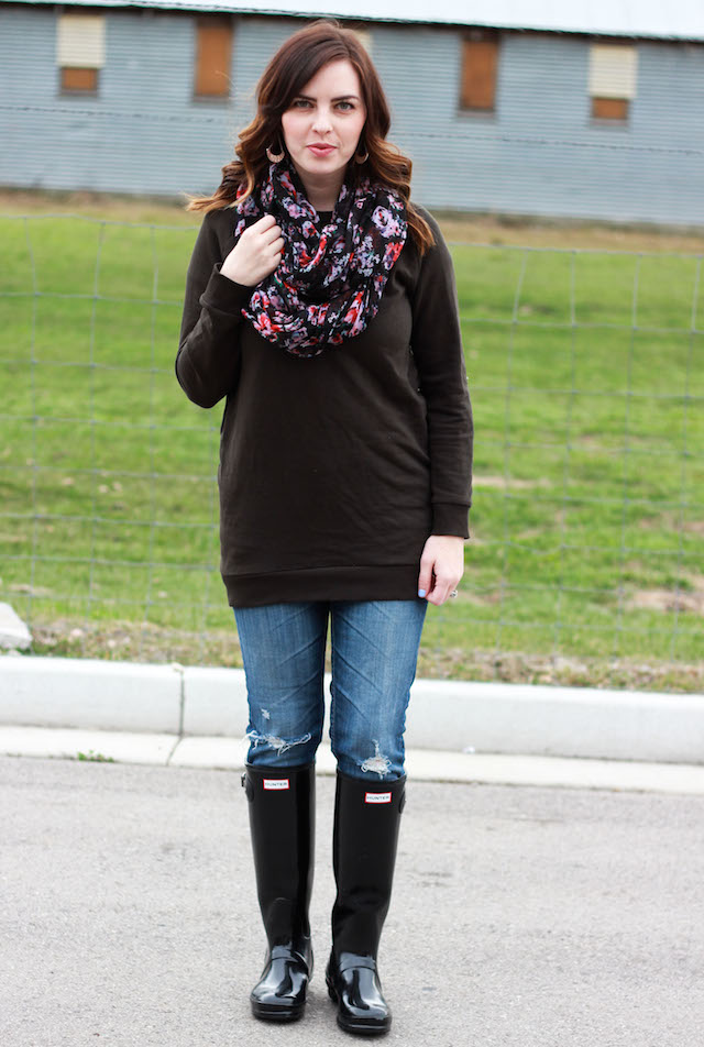 Janelle In Real Life: floral scarf & hunter boots secrets