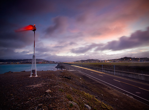 light newzealand clouds sunrise dawn airport trail wellington windsock lyallbay photographyrocks flickraward
