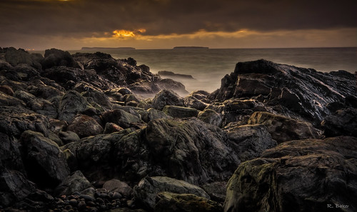 ocean sunset rock waves shoreline hdr rugged nikonflickraward