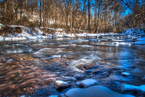 winter snow cold ice river frozen nikon stream december hdr d90