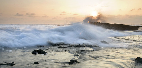 ocean sunset sky costa motion blur beach water rock clouds waves pacific wave rica