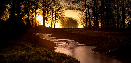 morning bridge sun water sunrise landscape stream long exposure nederland twente overijssel hengelo