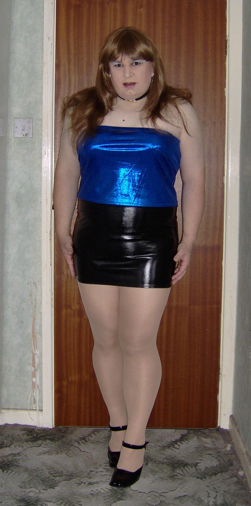 Blue Top, Black Pvc Skirt - A Photo On Flickriver-2326