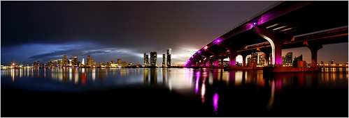 city bridge sky reflection building beach night nikon miami line d200