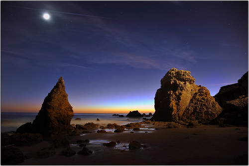 ocean longexposure sunset moon beach twilight rocks surf elmatadorstatebeach titlecomesfromabookiwrotewheniwas11