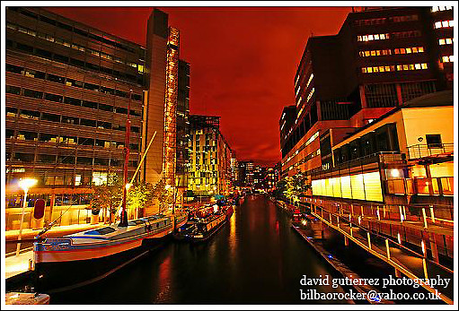 London Paddington Basin at Night ~ It was a Red Night over the Canal...~