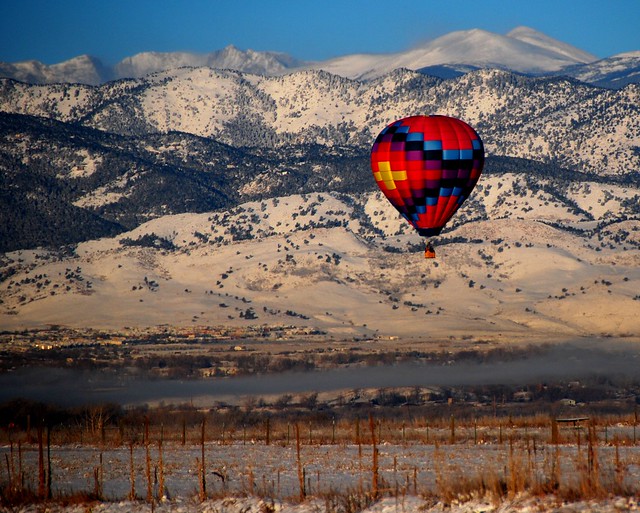 Hot air in the cold air and early  morning glow