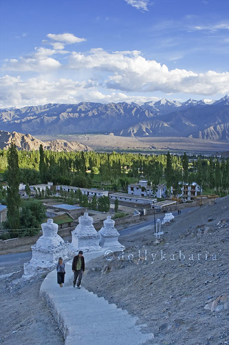 mountains evening steps leh ladakh shantistupa