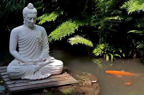 fish statue pond buddha koi