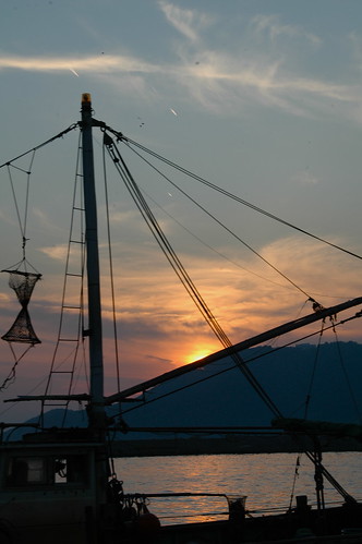 sunset sea sky boat shade murotsu 室津