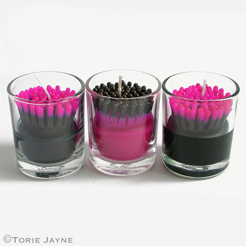 Spikey pink & black candles